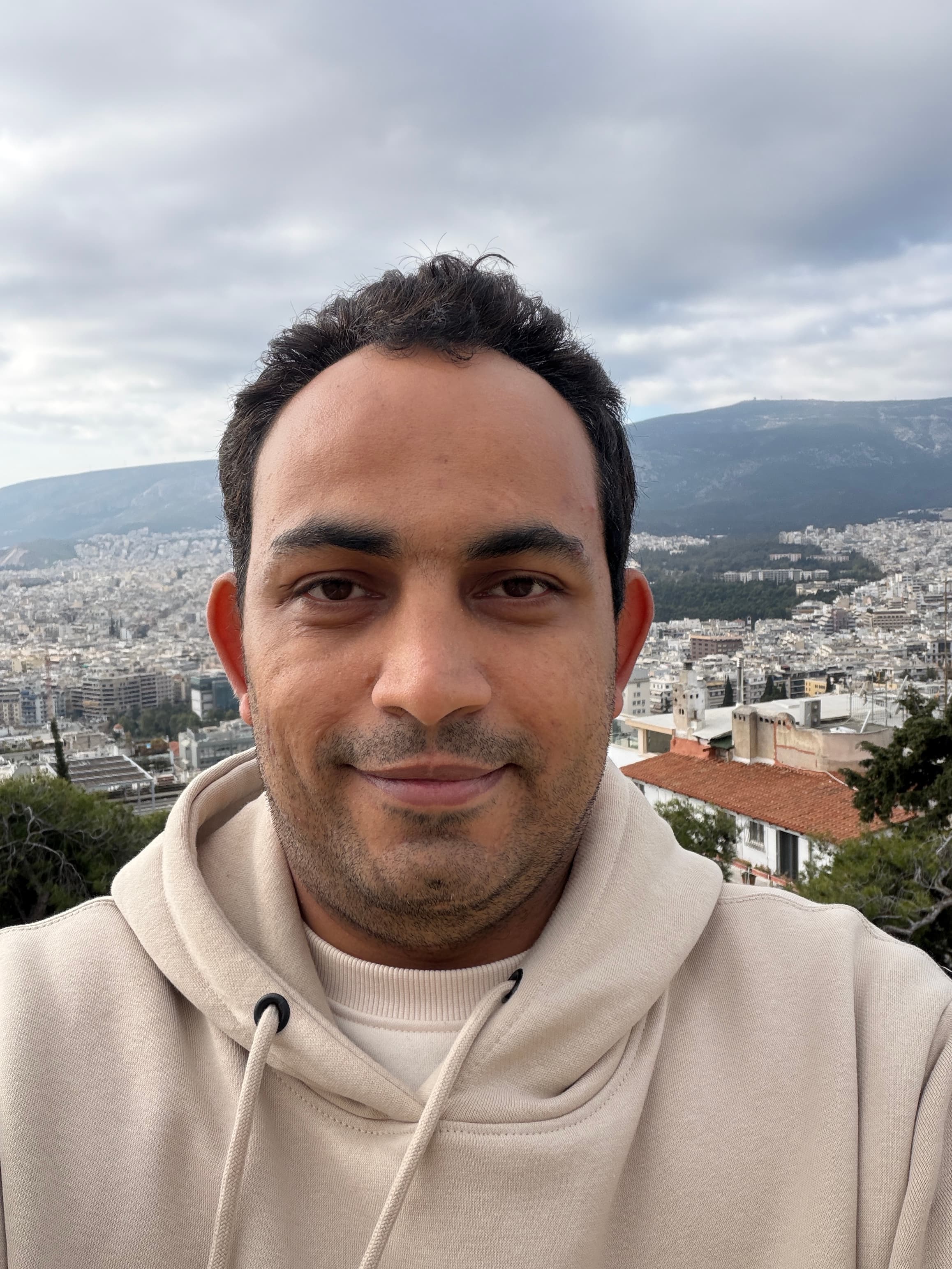 Tony overlooking Athens from Lycabettus Hill